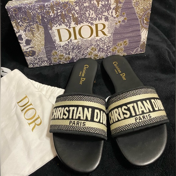 NWOT Ladies DIOR Logo Printed CHRISTIAN DIOR PARIS Size IT|41 US|9 Made In Italy - Picture 1 of 5